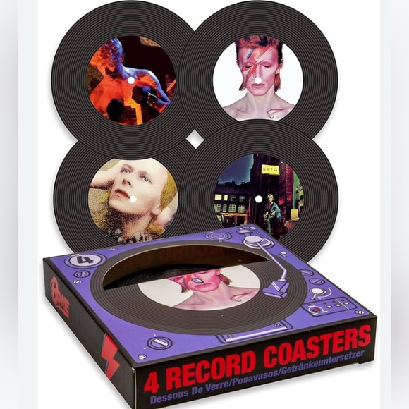 David Bowie‎ Vinyl LP Silicone Drink Coasters - Set Of 4 (New & Boxed) - Picture 1 of 9